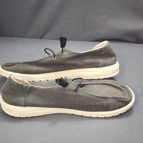 Hey Dude Wally Mens 11 Grey Canvas Slip On Comfort Shoes